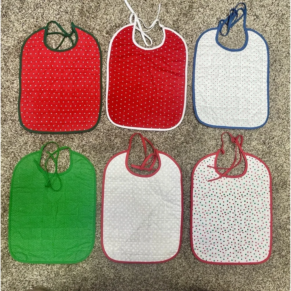 Lot Of 6 Quilted Handmade Christmas Baby Bib Large Size‎ 12
